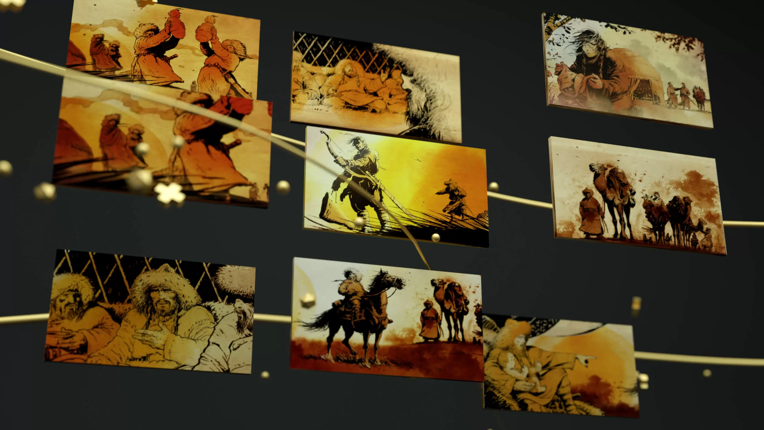 Anibu storyboard örnekleri: kervan ve yurt sahnelerinden kareler
